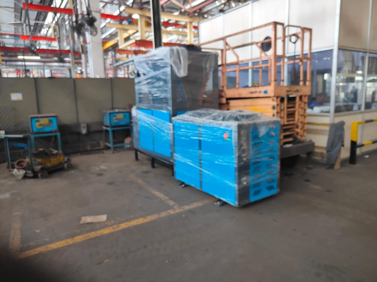 Finished Energion heat-pump units wrapped and ready for dispatch